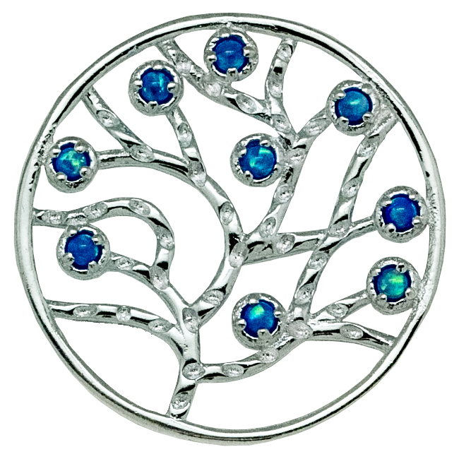 Sterling Silver and Opal Blossom Tree of Life Pendant